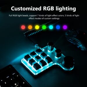 One Handed Programmable Mechanical Keyboard, 9 Keys 3 Knobs RGB Programmable Macro Keyboard, Custom Shortcut, Dual Mode Connection, Gaming Keyboard!