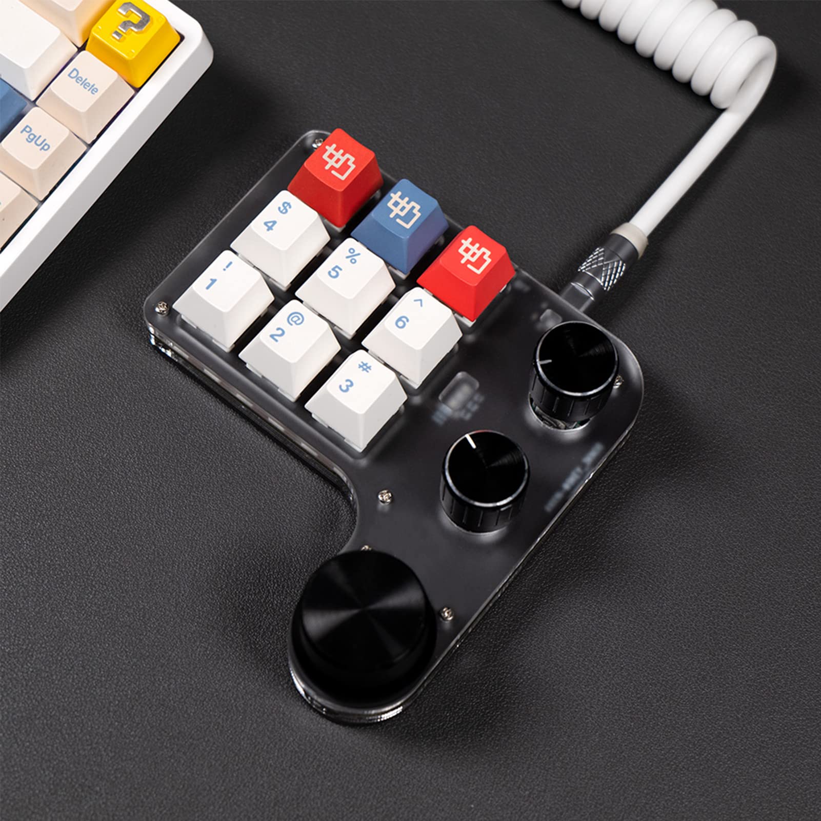 One Handed Programmable Mechanical Keyboard, 9 Keys 3 Knobs RGB Programmable Macro Keyboard, Custom Shortcut, Dual Mode Connection, Gaming Keyboard!