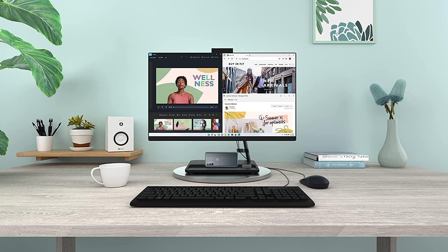 Lenovo Latest IdeaCenter AIO Desktop | 22" FHD WVA Display | Intel 10-Core i3-1220P | UHD Graphics | 32GB DDR4 1TB NVMe SSD | WiFi 6 | HDMI | Webcam | DVD-RW | RJ-45 | Windows 11 Home