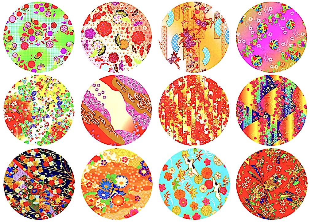 KUDOS.JP Envelope Seals Japanese Pattern Round Stickers - Gift Packing Decorative Label 48 Pcs (Cherry Blossoms)