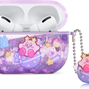 Ptnerbeh Cute AirPod Pro 2nd 1st Case for Women,Kawaii Japan Cartoon Anime Design Clear Glitter Liquid Quciksand Hard Shell Protective Case for Apple AirPods Pro 2nd/1st Generation Case