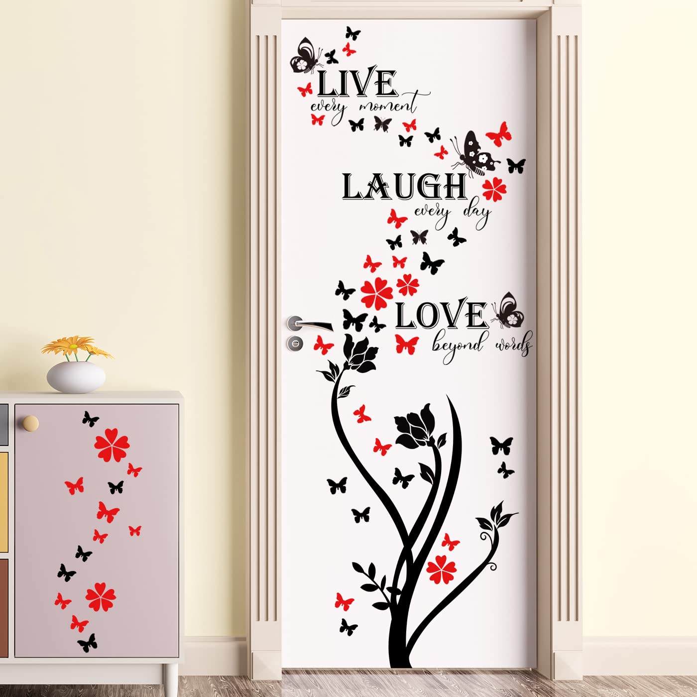 Buiory Laugh Live Love Wall Decals Inspirational Wall Quotes Stickers Vinyl Motivational Affirmation Classroom Wall Art for Bedroom Living Room Decor