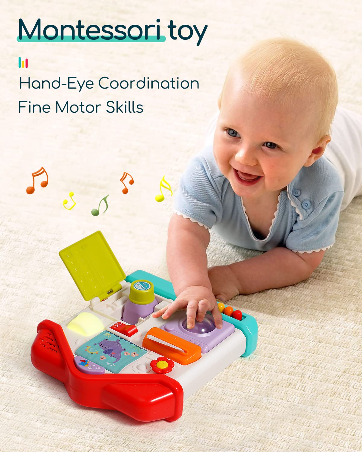 KidsMind Busy Board for Toddlers 1 2 3 4 Year Old Baby Musical Toys Montessori Sensory Toys for Autistic Children Preschool Learning Airplane Travel Activities