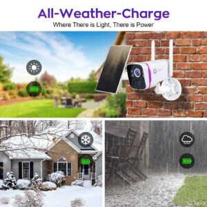 XMARTO 100% Wire-Free 10CH Solar Home Security Camera System Wireless, 8-Set 2K 4MP Wireless Camera Kit with 8PCS Wire-Free Solar Security Camera(All-Weather Solar Charge, AI Motion Detection)