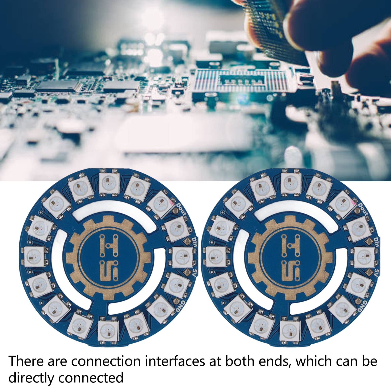 LED Ring Lamp Board, Ring RGB LED 5V 2 Pcs for Lighting Electrical and Engineering