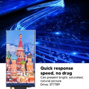 Uxsiya Display Screen, 170 X 320 Low Power Consumption LCD IPS Display Module Quick Response 1.9in TFT for Electronic