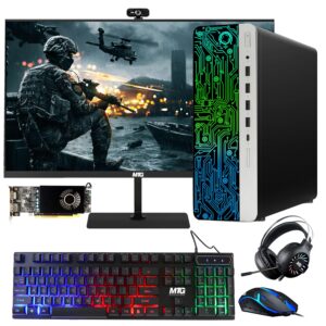 hp g3 gaming desktop pc, intel core i7 6th gen, amd rx 550 graphics, 32gb ram, 240gb ssd + 2tb hdd, mtg new 24 inch monitor, rgb keyboard mouse, headphone, webcam, win 10 pro (renewed)