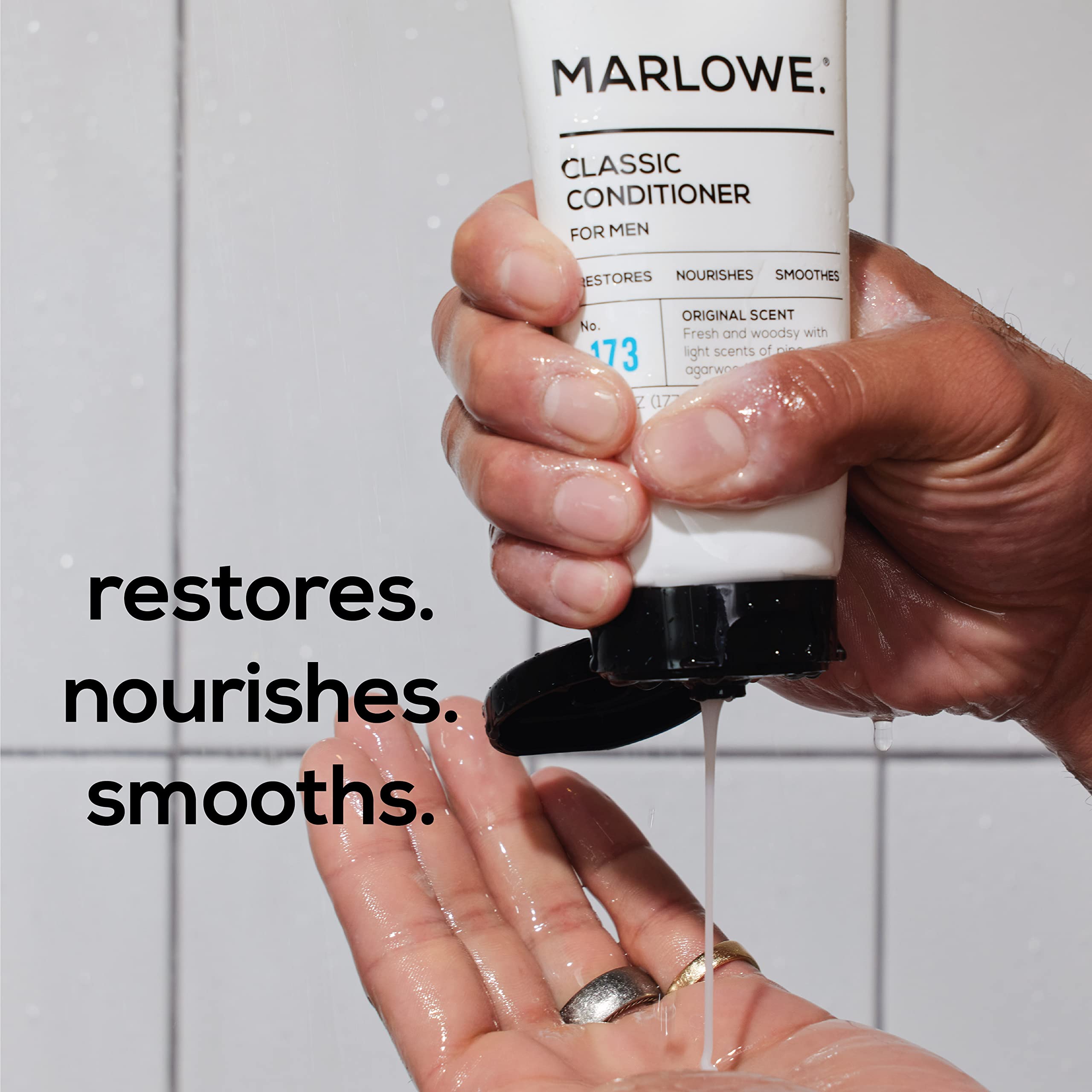 MARLOWE. Men's Shampoo and Conditioner Set, No. 172 Shampoo 8 oz & No. 173 Conditioner 6 oz, Moisturizing Argan & Coconut, Fresh Woodsy Scent, All Hair Types