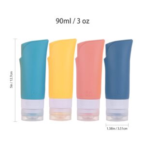 4 Pcs Silicone Travel Bottles,3oz Leak Proof Liquid Squeeze Refillable Portable Travel Size Bottles,BPA Free,Travel Accessories Cosmetic Containers for Toiletries Shampoo Conditioner Lotion