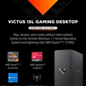 HP Victus 15-inch Gaming Desktop, AMD Ryzen 7 5700G Processor, 64GB DDR4 RAM, 1TB SSD, AMD Radeon RX 6600XT Graphics, Windows 11 Home