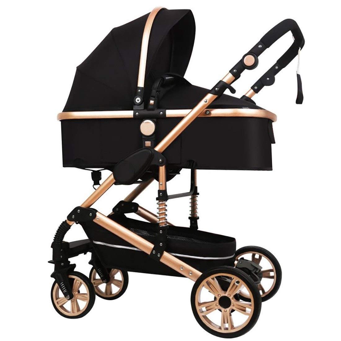 Infant Carriage Portable Baby Stroller 3 in 1 Infant Pram Pushchair for Newborn and Toddler Foldable Anti-Shock High View Carriage (3 In1,Black)