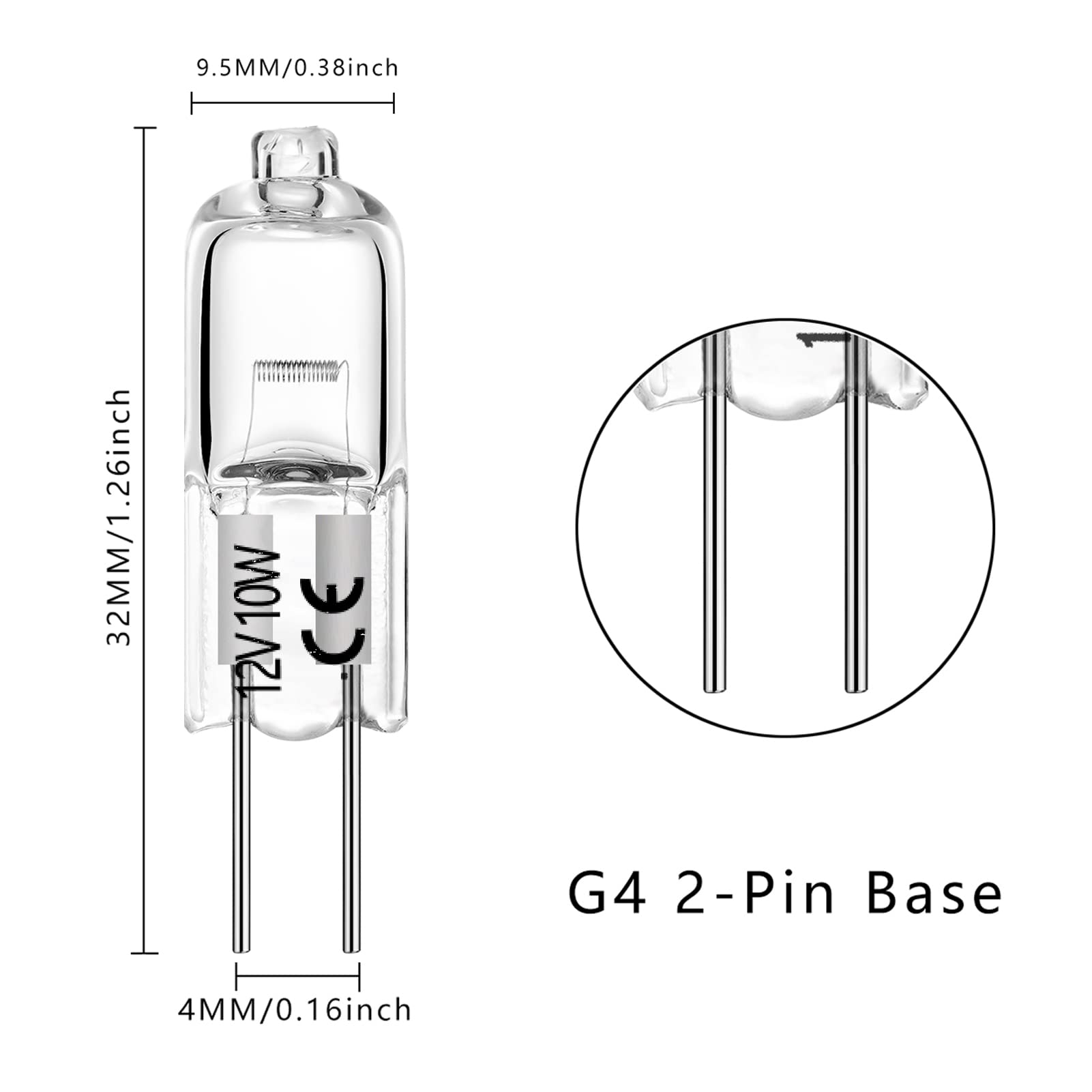 AHEVO G4 Halogen T3 10 Watt 140lm G4 Bi-Pin Bulb AC/DC12 Volt for Under Cabinet Puck Light, Chandeliers, Track Lighting, 10W 12V Warm White 2700K (10 Pack)