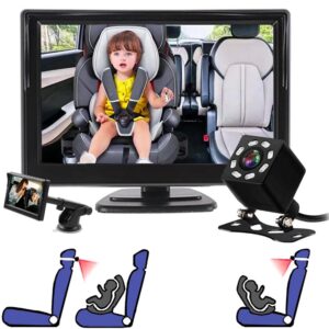 5 inches allruby baby car camera monitor,baby car mirror,digital display,view infant in rear facing seat with wide clear view,aimed at baby-easily to observe the baby's every move,come with 2 mounts.