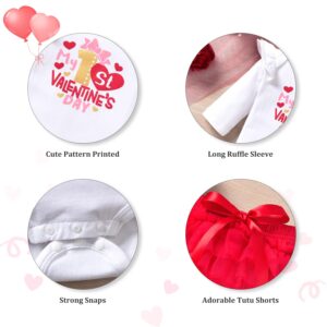 fioukiay 0-3 Months Baby Girls Valentine's Day Clothes Little Girls My First Valentine's Day Outfits Clothing Set (Red, 0-3 Monts)