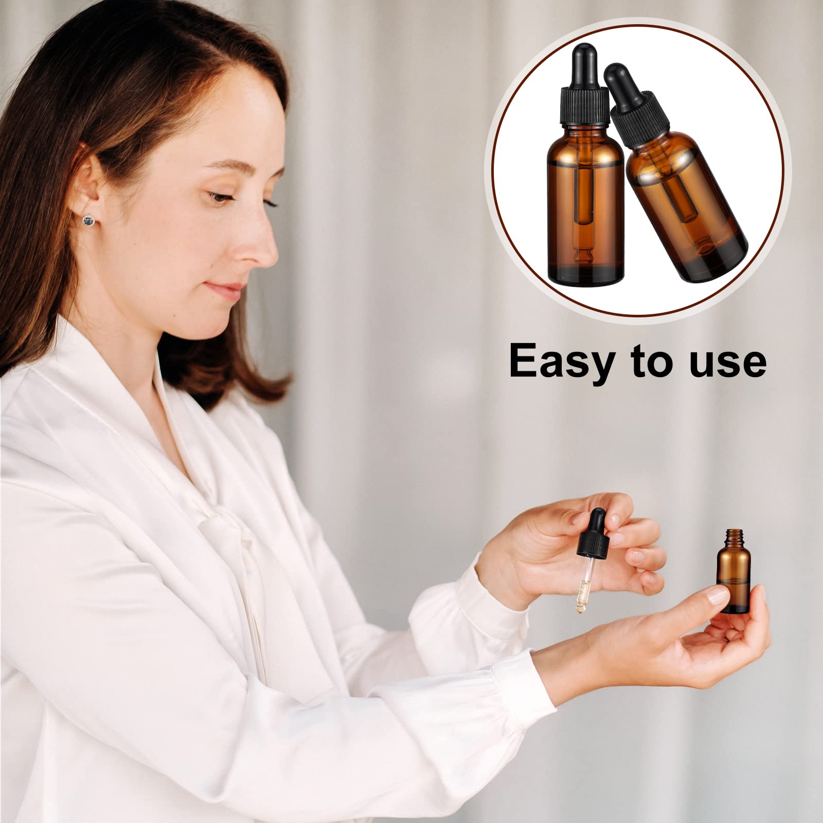 160 Pack 1oz Glass Dropper Bottle 30ml Glass Bottles with Droppers, 16 Funnels and 2 Long Droppers, Eye Dropper Bottles Bulk Leak Proof Tincture Bottle for Essential Lab Chemicals (Amber, Black)