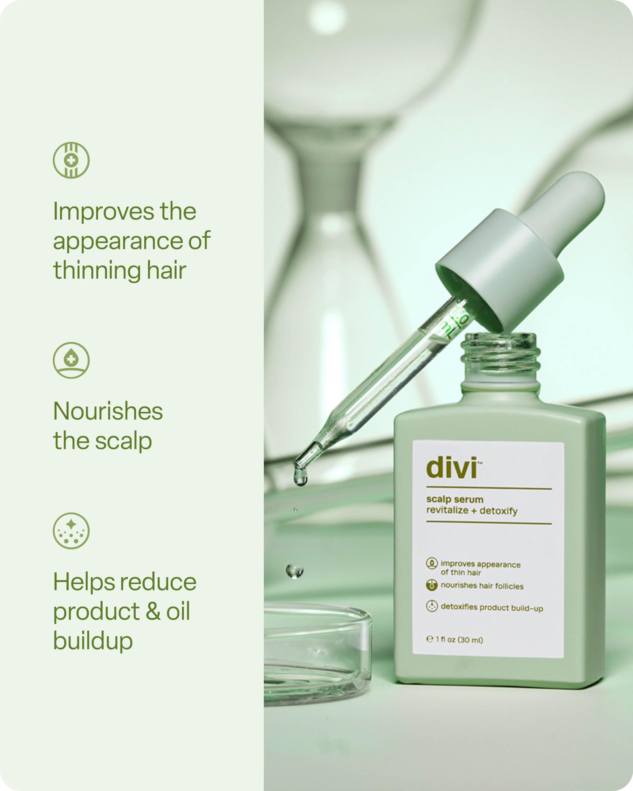 Divi Hair Scalp Serum for Women and Men - Revitalize and Balance Your Scalp - Improves Appearance of Thinning Hair, Nourishes the Scalp and Helps Remove Product and Oil Buildup, 100ml