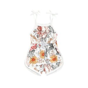 wztyyds toddler baby girl summer clothes floral romper tie-up strap halter jumpsuit infant summer sling playsuit 6m-3t (a-flower romper a, 12-18 months)