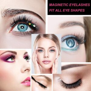 AOMIG Magnetic Eyelashes with Eyeliner Kit, 5 Pairs Natural Look False Eyelashes with Applicator, Waterproof Eyeliner Reusable Fake Lashes for Makeup Eyelashes Extension Black