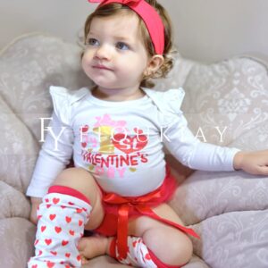 fioukiay 0-3 Months Baby Girls Valentine's Day Clothes Little Girls My First Valentine's Day Outfits Clothing Set (Red, 0-3 Monts)