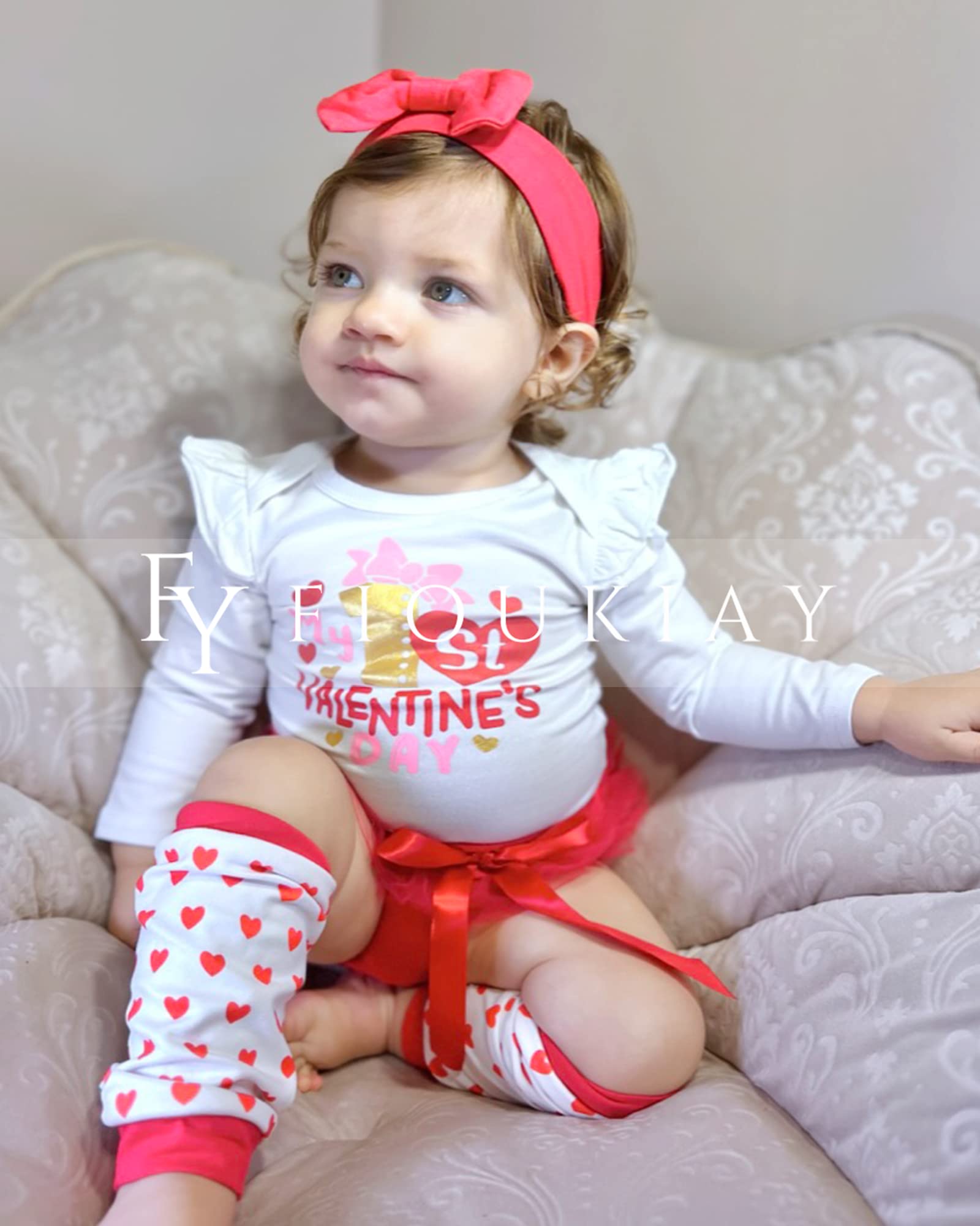 fioukiay 0-3 Months Baby Girls Valentine's Day Clothes Little Girls My First Valentine's Day Outfits Clothing Set (Red, 0-3 Monts)