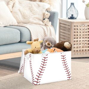 WELLDAY Baseball Grain Storage Baskets Foldable Cube Storage Bin with Lids and Handle, 16.5x12.6x11.8 In Storage Boxes for Toys, Shelves, Closet, Bedroom, Nursery