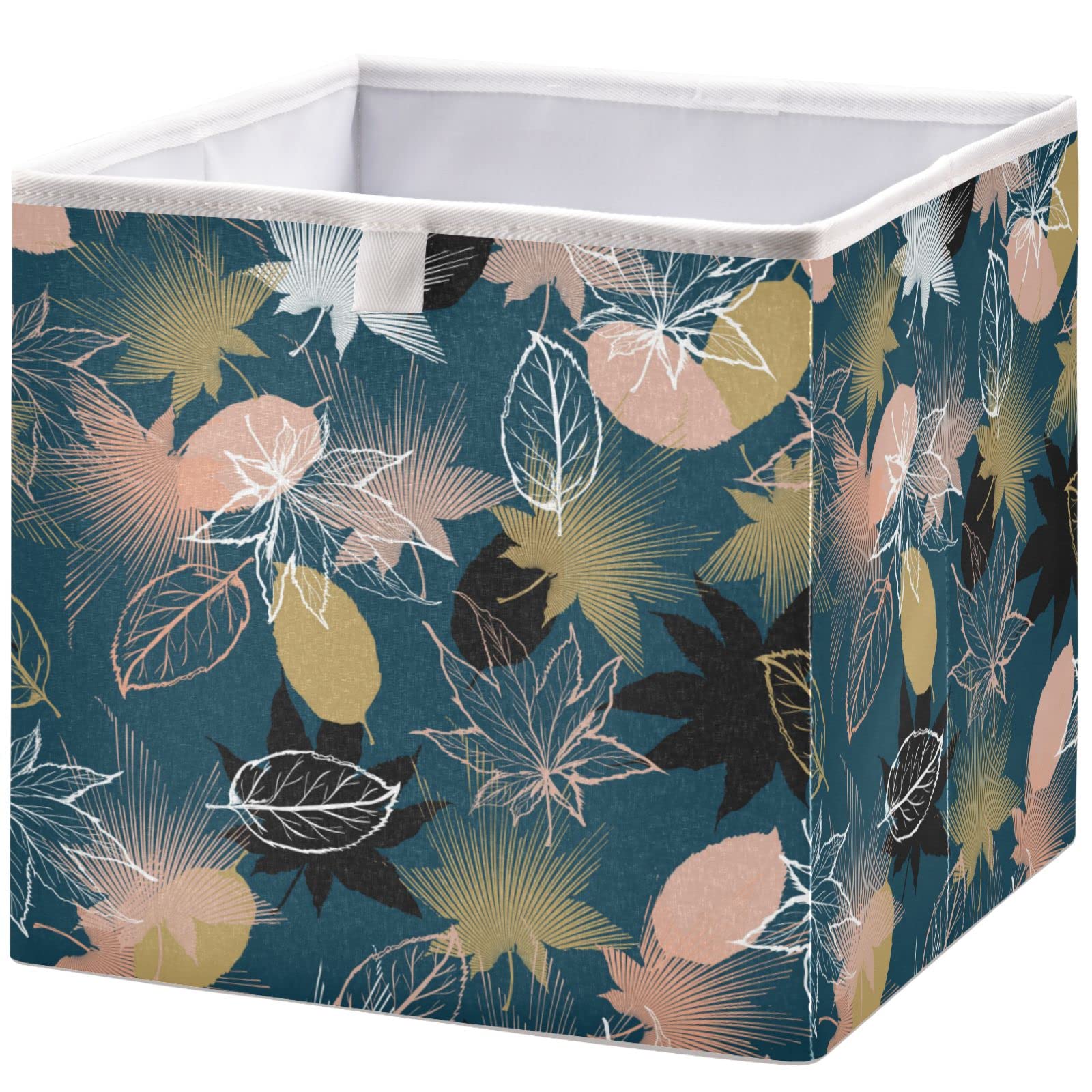 visesunny Closet Baskets Autumn Maple Leaf Storage Bins Fabric Baskets for Organizing Shelves Foldable Storage Cube Bins for Clothes, Toys, Baby Toiletry, Office Supply