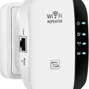 WiFi Extender Signal Booster Up to 3000sq.ft and 26 Devices, WiFi Range Extender, Wireless Internet Repeater, Long Range Amplifier with Ethernet Port, 1-Tap Setup, Access Point