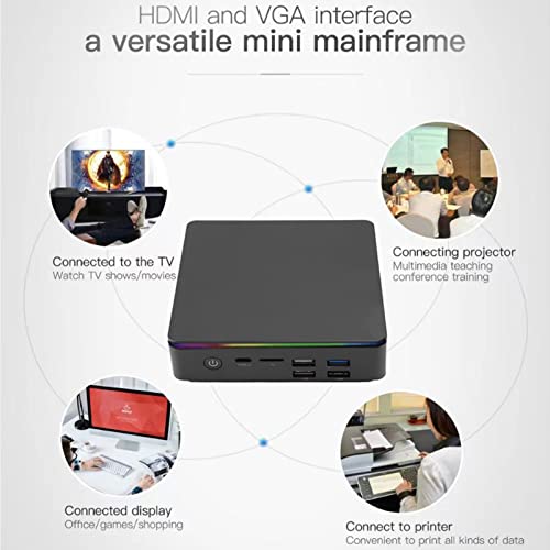 BUUA Mini PC, Wired Wireless Connection Mini Desktop Computer Z8350 CPU 4GB RAM 64GB ROM Small for Home for Office (US Plug)