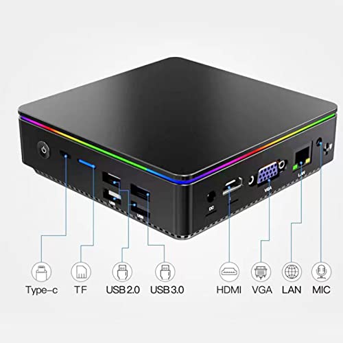 BUUA Mini PC, Wired Wireless Connection Mini Desktop Computer Z8350 CPU 4GB RAM 64GB ROM Small for Home for Office (US Plug)