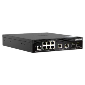 QNAP 10-Port 10GbE Half-Width Rackmount Layer 2 Managed Switch with 2 x 10GbE SFP+, 2 x 10NBASE-T RJ45, and 6 x 2.5GbE RJ45 Ports (QSW-M2106R-2S2T-US)