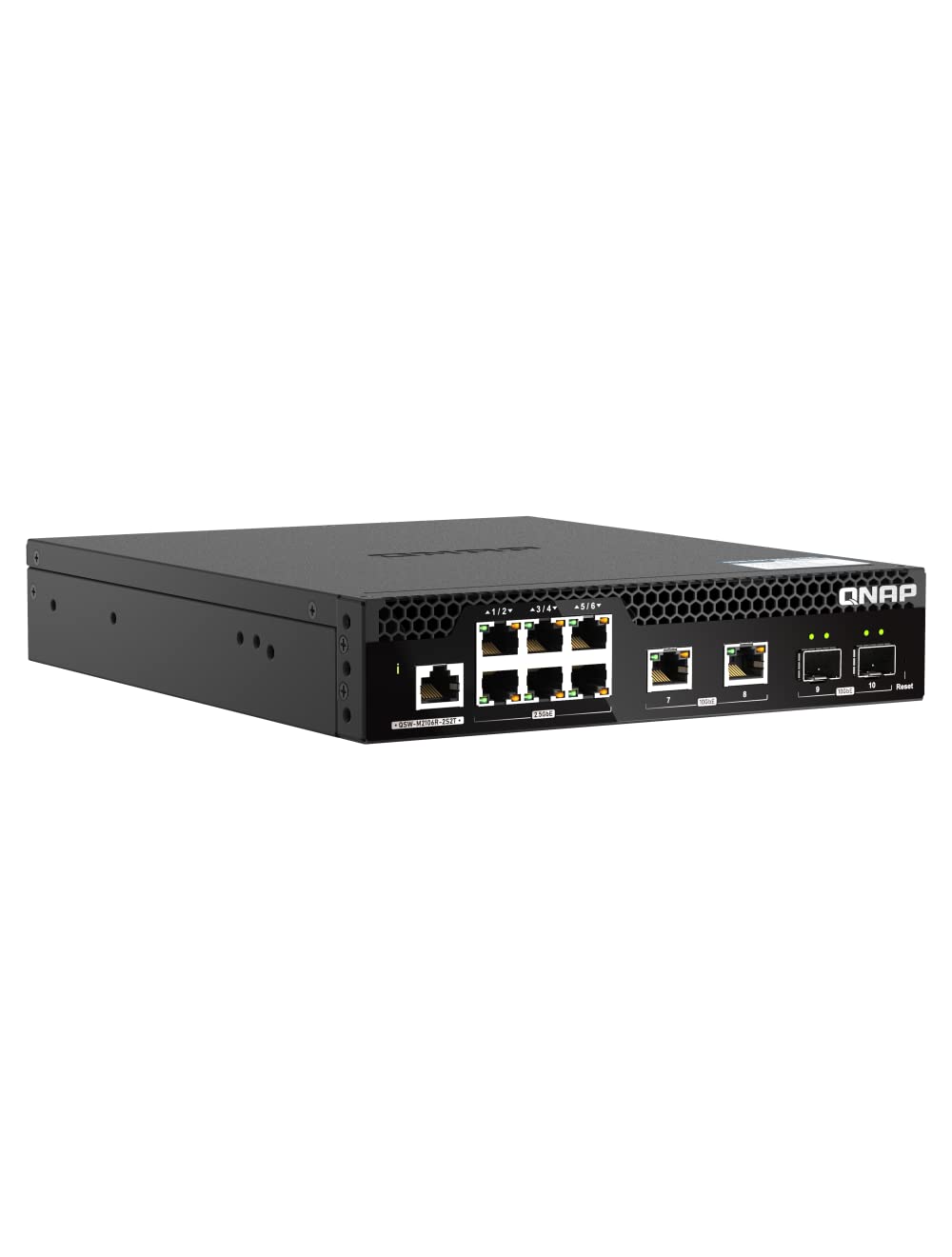 QNAP 10-Port 10GbE Half-Width Rackmount Layer 2 Managed Switch with 2 x 10GbE SFP+, 2 x 10NBASE-T RJ45, and 6 x 2.5GbE RJ45 Ports (QSW-M2106R-2S2T-US)