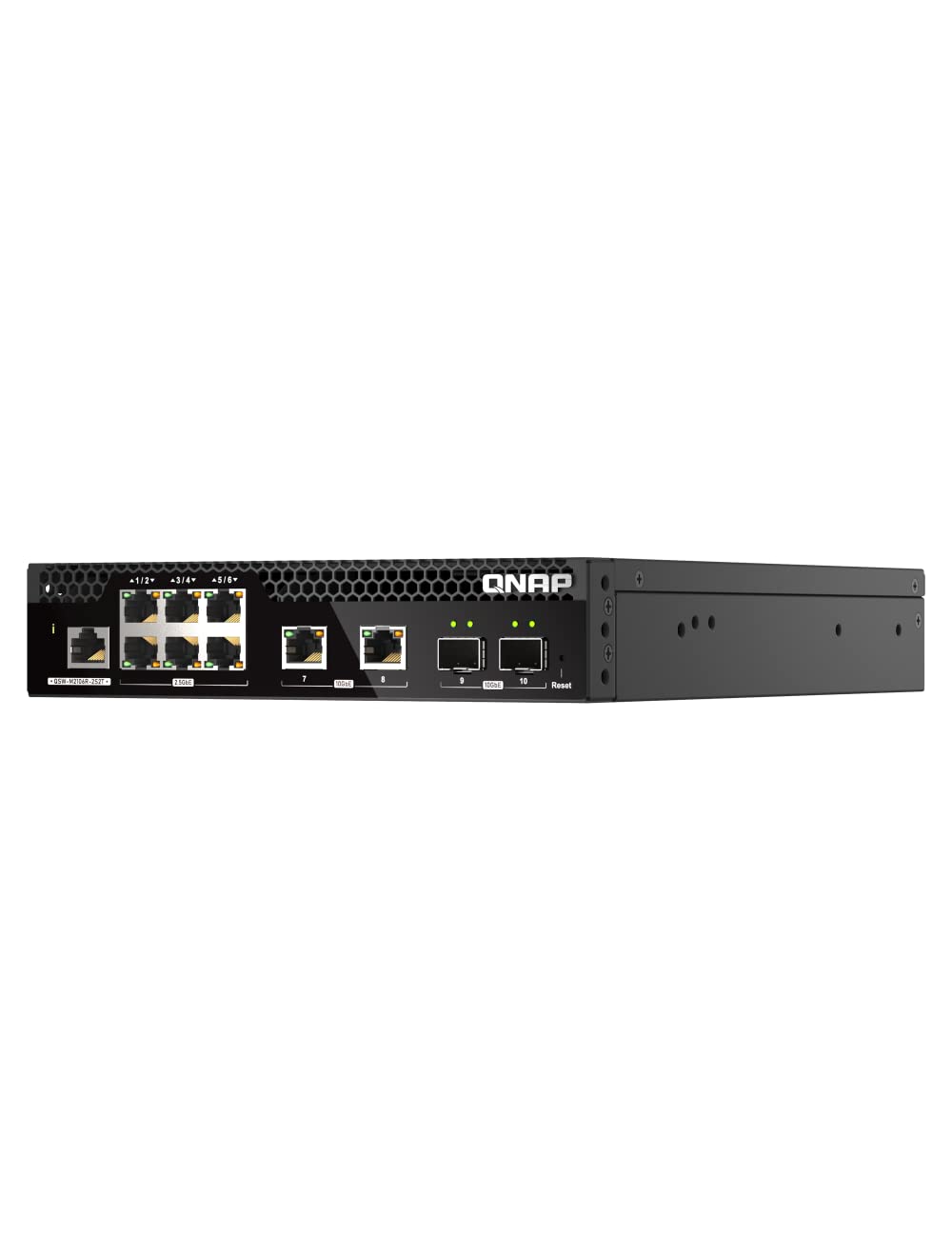 QNAP 10-Port 10GbE Half-Width Rackmount Layer 2 Managed Switch with 2 x 10GbE SFP+, 2 x 10NBASE-T RJ45, and 6 x 2.5GbE RJ45 Ports (QSW-M2106R-2S2T-US)