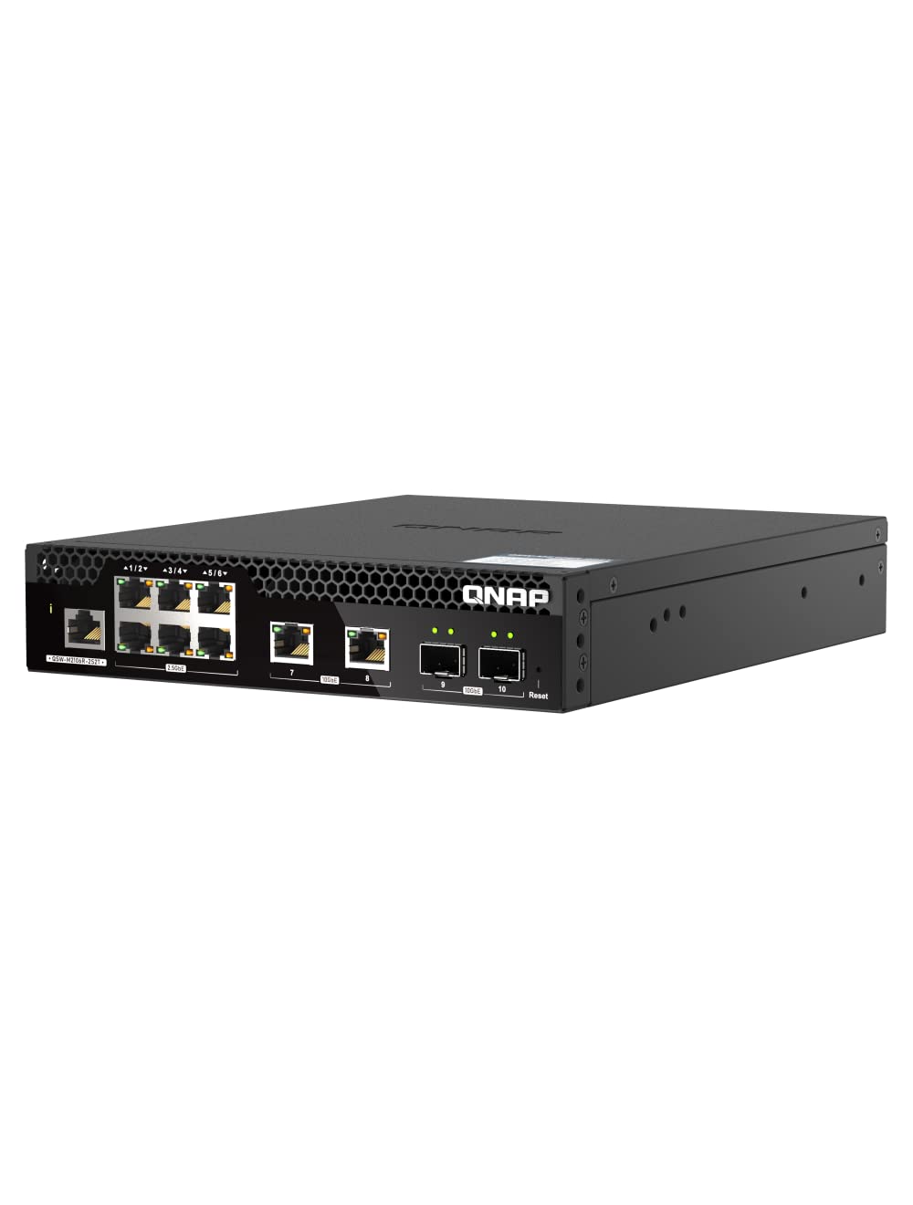 QNAP 10-Port 10GbE Half-Width Rackmount Layer 2 Managed Switch with 2 x 10GbE SFP+, 2 x 10NBASE-T RJ45, and 6 x 2.5GbE RJ45 Ports (QSW-M2106R-2S2T-US)