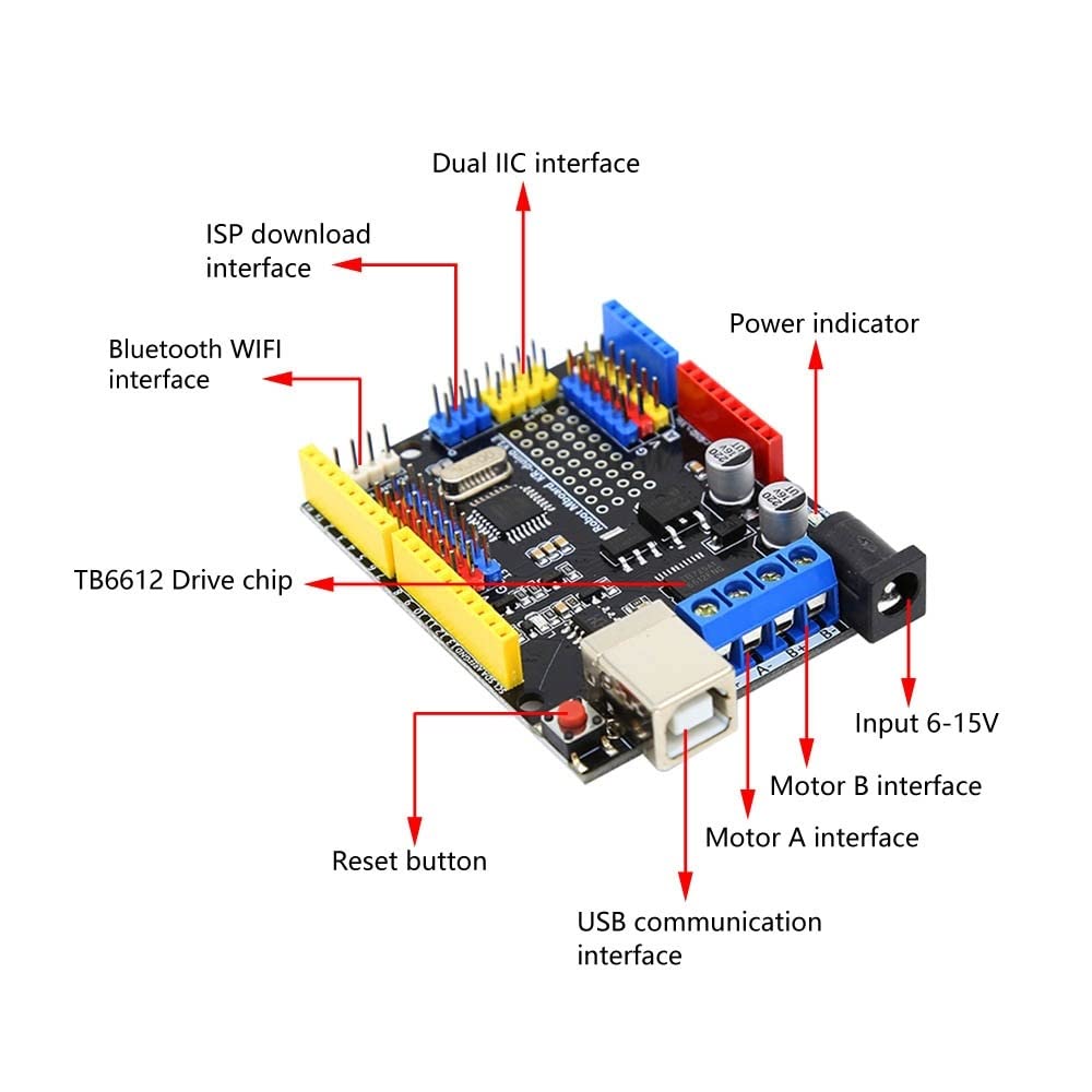 TB6612 Motor Drive Controller Board, 0.6A Dual DC Motor Driver Module MCU Micro Controller Board