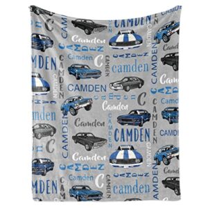 personalized car blanket with name for boys, custom name blanket for kids, soft flannel car toddler blanket customized gift for birthday christmas baby shower newborn gift 30" x 40"