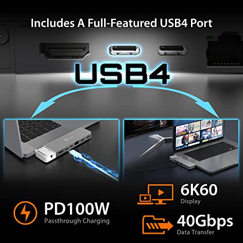 j5create 4K60 Elite Pro USB4 Hub- 4K60 HDMI, USB4 @40Gbps, 2X USB-A 3.2 Gen 2 Ports, USB-C 3.2 Gen 2 Port, Gigabit Ethernet, Designed for MacBook 2021/2022 Pro/Air (JCD395)