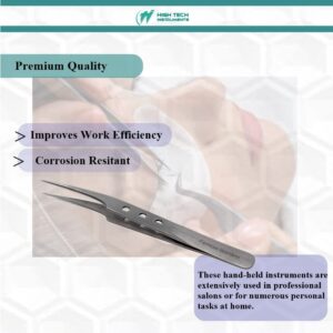 Professional Stainless Steel Tweezers 4.75" with Fine Precision Tips & Fenestrated Handle Suitable for Facial Hair, Splinter and Ingrown Hair Removal Used by Women & Men