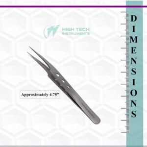 Professional Stainless Steel Tweezers 4.75" with Fine Precision Tips & Fenestrated Handle Suitable for Facial Hair, Splinter and Ingrown Hair Removal Used by Women & Men