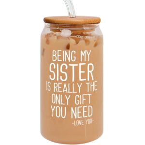 gifts for sister - sister gifts from sister, brother - birthday gifts for sister, sister birthday gifts from sister - funny gifts for sister - christmas gifts for sister from sister - 16 oz can glass