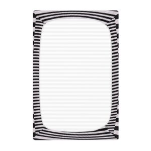 Kigai Black & White Stripe Crib Sheets for Boys Girls, Soft and Breathable Pack n Play Sheets, Portable Mini Stretchy Cribs Sheets, 39x27 Inch