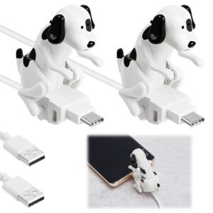 frienda 2 pcs dog charging cable dog smartphone usb cable charger usb data transmission dog cable for usb charging cable of phones only compatible with type-c(white,spot style)