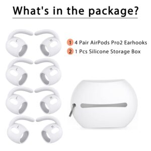 Luckvan Replacement Ear Hooks for AirPods Pro 2 Ear Tips Anti Slip Silicone Earbuds Cover for AirPods Pro2 Accessory Wing Tips White 4 Pairs