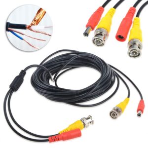 J-ZMQER 25ft Black Video Power BNC Cable Cord Lead Wires Replacement Compatible with Kguard CCTV DVR Security Cameras