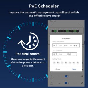 Poe Switch, 5 Port Gigabit PoE+ Switch, Cloud Managed Gigabit Ethernet Switch, 4 Poe Ports @52W, 1 Uplink Ports, 1 SFP Slot, APP Smart Managed, Overload Protection w/ Port