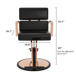 OmySalon Salon Chair for Hair Stylist Heavy Duty, Barber Chair 360 Degree Swivel, Hydraulic Styling Chair Black & Rose Gold, Beauty Spa Hairdressing Tattoo Equipment