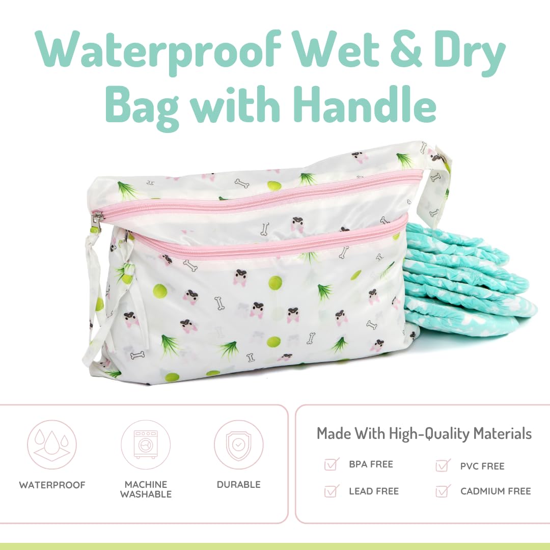 melii Waterproof Wet & Dry Bag with Handle, for Wet Bathing Suits, Diapers and Potty Training and Dishes, 14x11 (Bulldog)