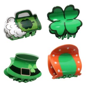 4pk hair claw clips for st. patrick's day hair accessories for girls women green claw clips irish day kids cute hair clips (color d)