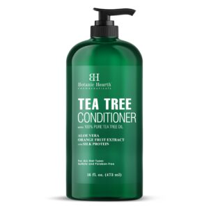 botanic hearth tea tree conditioner | for all hair types | fights dandruff & dry scalp | with vitamin c, peppermint oil, rosemary oil & lavender oil | sulphate & paraben free | 16 fl oz