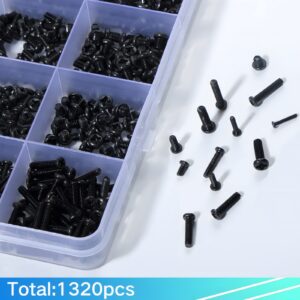 Zmbroll 1320Pcs Black Laptop Screws Kit,Notebook Tiny Computer Replacement Electronic Screws,Pan Head Small Machine Screws for Laptop,Watches,Clocks,Mobile Phone