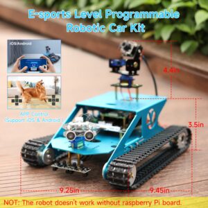 Raspberry Pi 4B 3B+ Camera DIY Electronic Kit Ffor Teens Adults Programmable G1 Tank Smart Robot Car Kit（Raspberry Pi NOT Include）